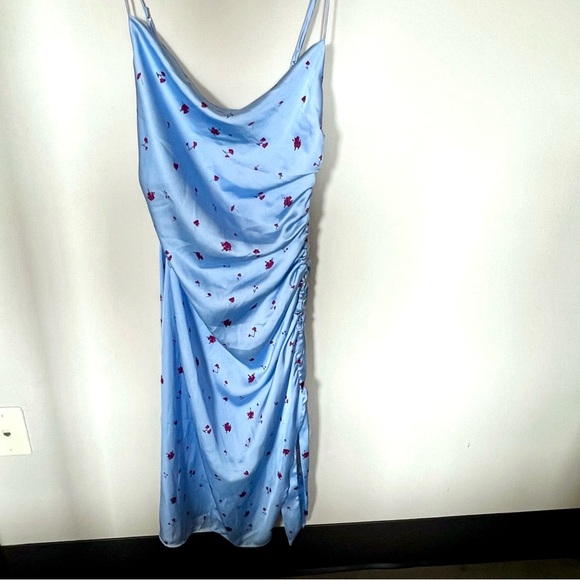 OPT blue floral slip dress with side slit XS - Picture 2 of 6
